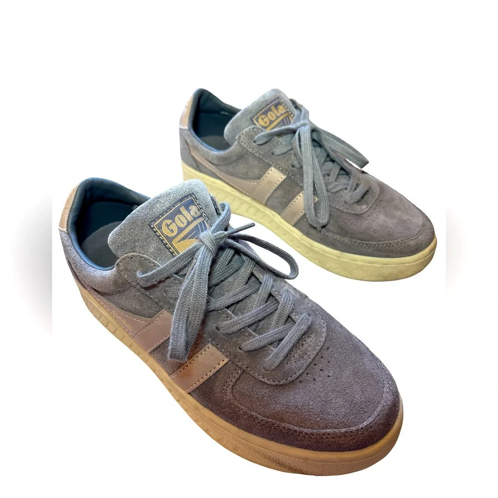 Gola Grandslam Suede Platform Gray and Tan Sneakers 7